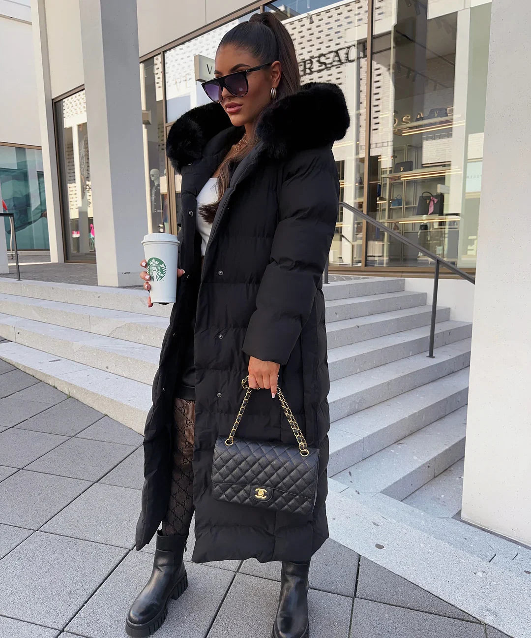 Aurora | Padded winter coat with fur collar