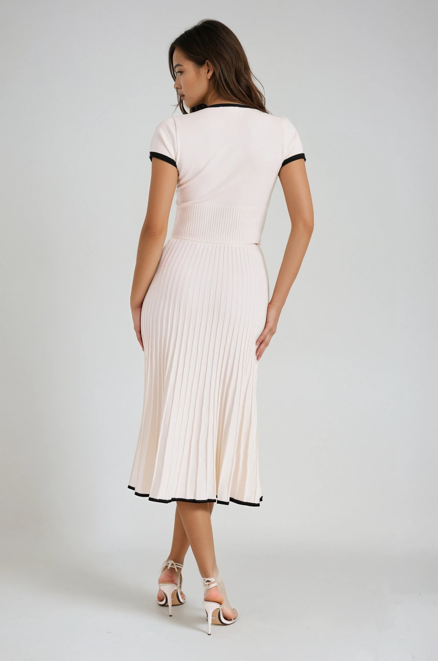 Serena | Contrasting Ribbed Midi Skirt