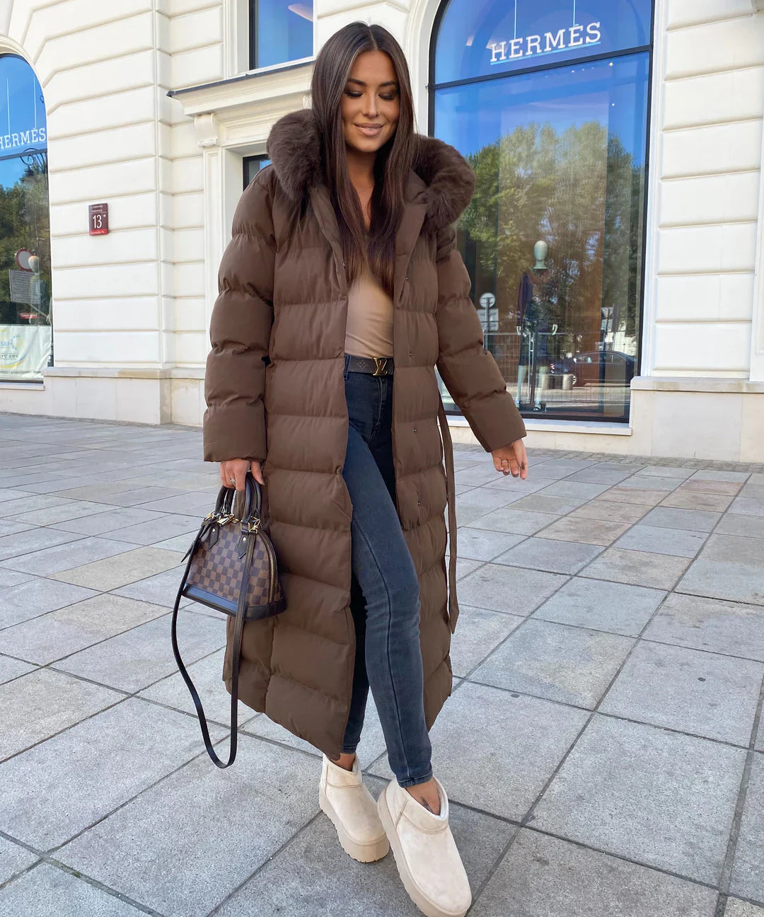 Aurora | Padded winter coat with fur collar 