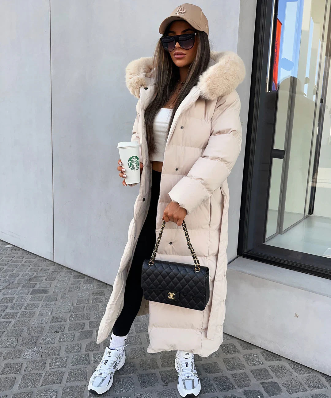 Aurora | Padded winter coat with fur collar 