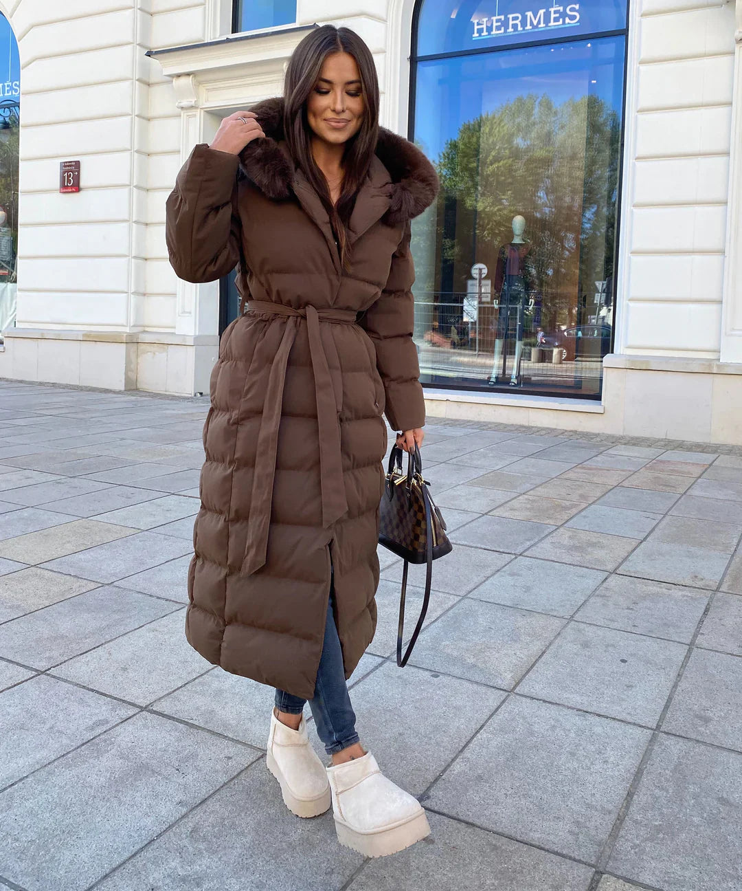 Aurora | Padded winter coat with fur collar 