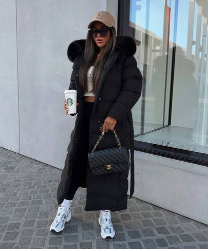 Aurora | Padded winter coat with fur collar 