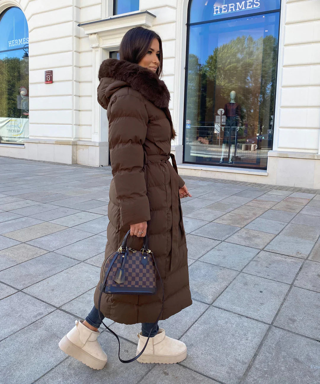 Aurora | Padded winter coat with fur collar 