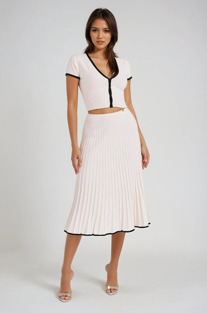 Serena | Contrasting Ribbed Midi Skirt 
